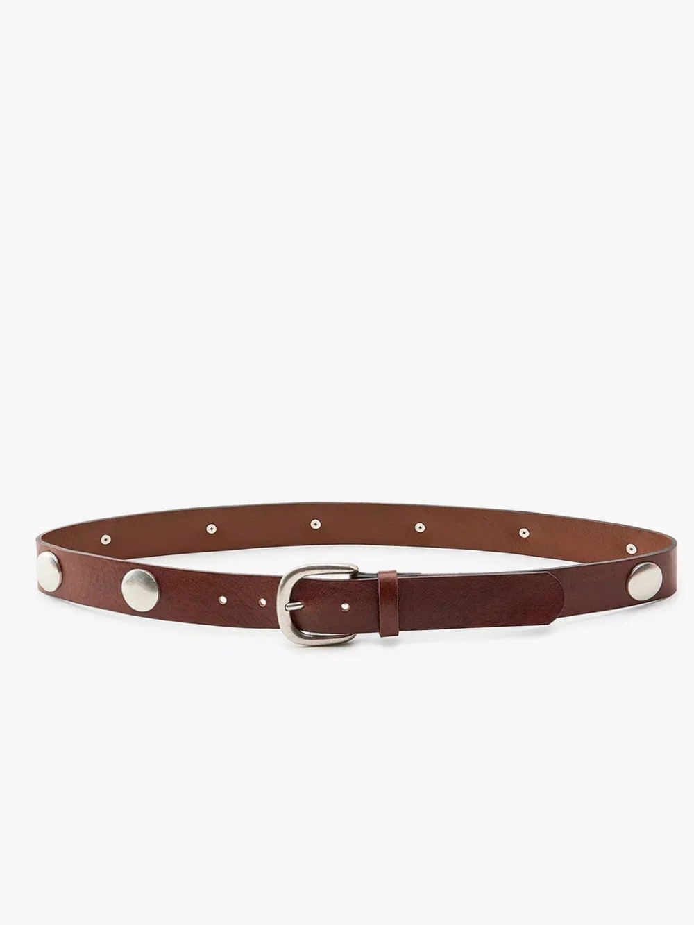 Zara Brown Leather Studded Belt Size Small